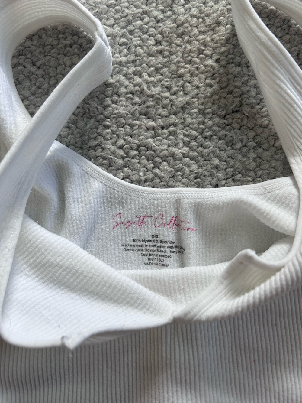 White Ribbed Notch Tank Top - Picture 3 of 3